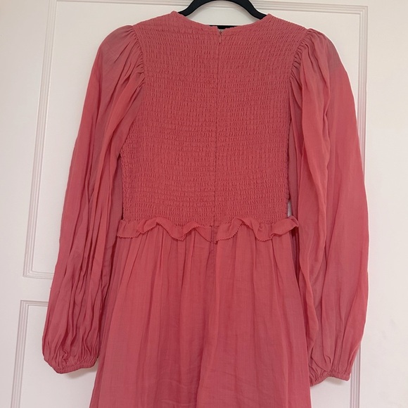 Sea NY Pink Long Sleeved Hattie Ramie Smocked Dress in Sorbet Ruffled - Picture 14 of 14